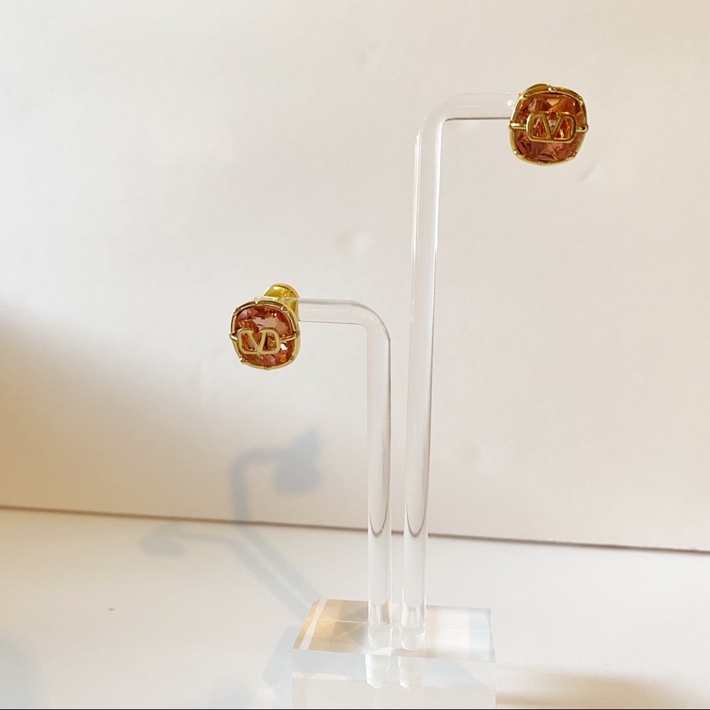 Valentino Diamond Gold Stud Earrings NEW